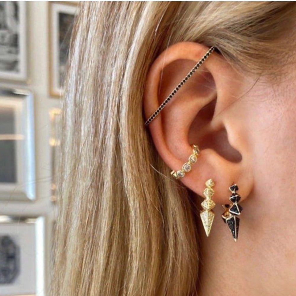 Melinda Maria Pave Earbar  with black diamondettes